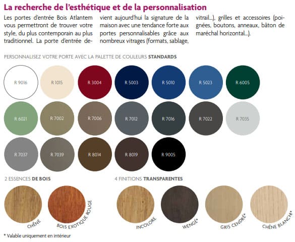 Palette couleurs portes bois